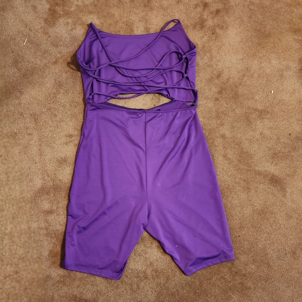 Purple Back Drawstring Romper - Picture 3 of 7